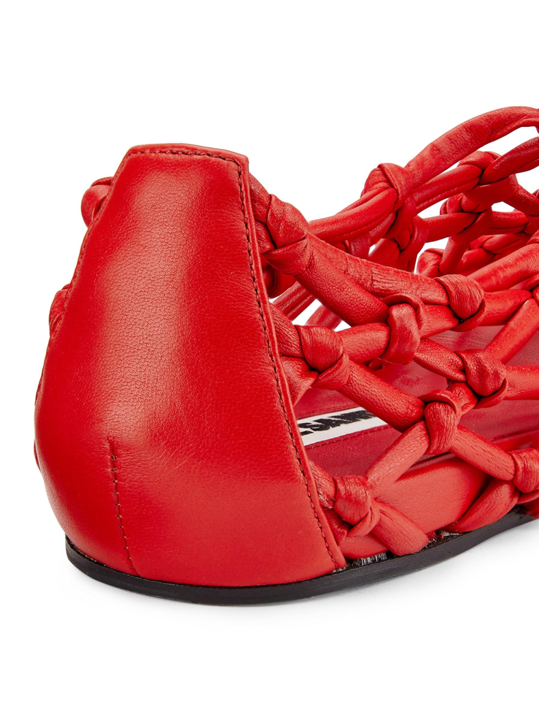 Shop Jil Sander - Knotted Leather Ballerina Flats | Saks