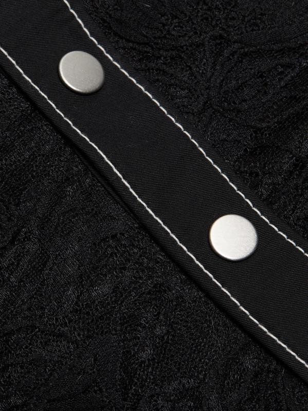 #6: فستان متوسط الطول من الدانتيل بنقشة الزهور - أسود