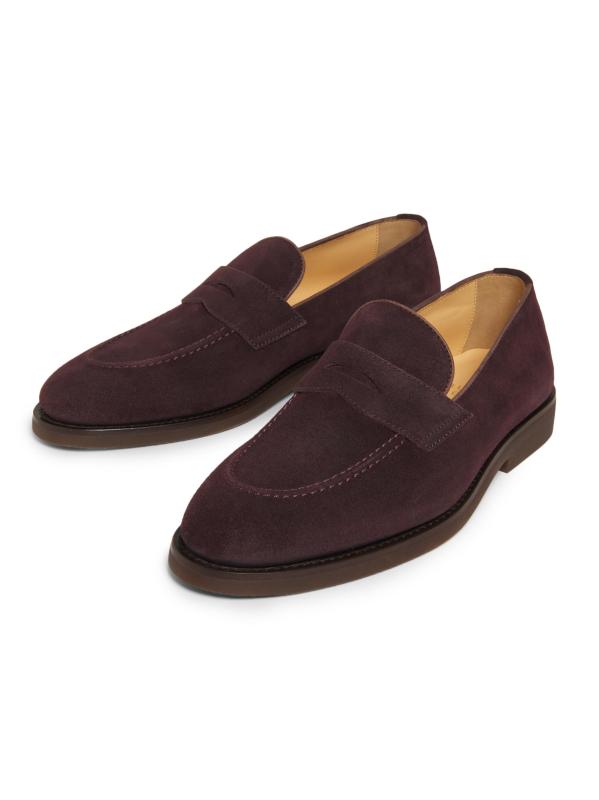 #2: حذاء لوفر من الجلد المدبوغ بخياطة علوية - عنابي اللون