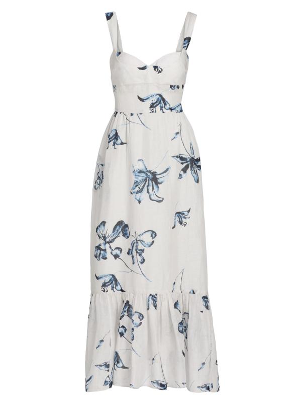 فستان إيفريس متوسط الطول مزين بكشكشة مزهّرة