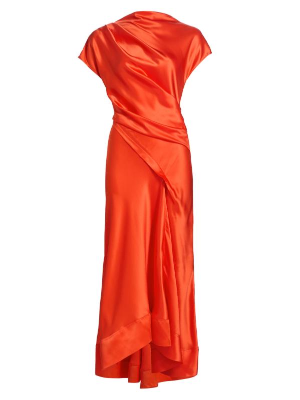 فستان ماكسي من الساتان المجمّع من Glatton