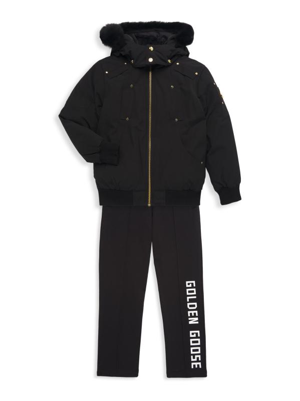 #5: جاكيت داون بومبر للفتيات الصغيرات والفتيات - أسود