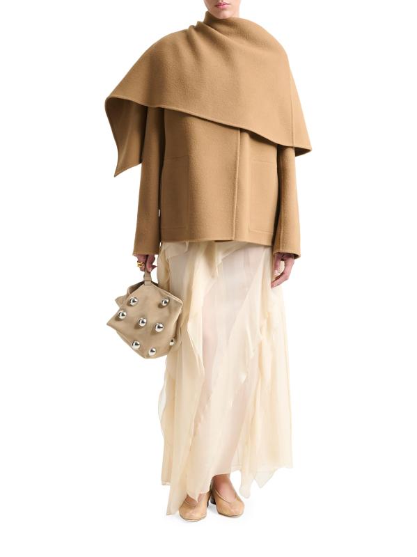 #6: معطف ملفوف من مزيج الصوف البكر الداكن - سرج