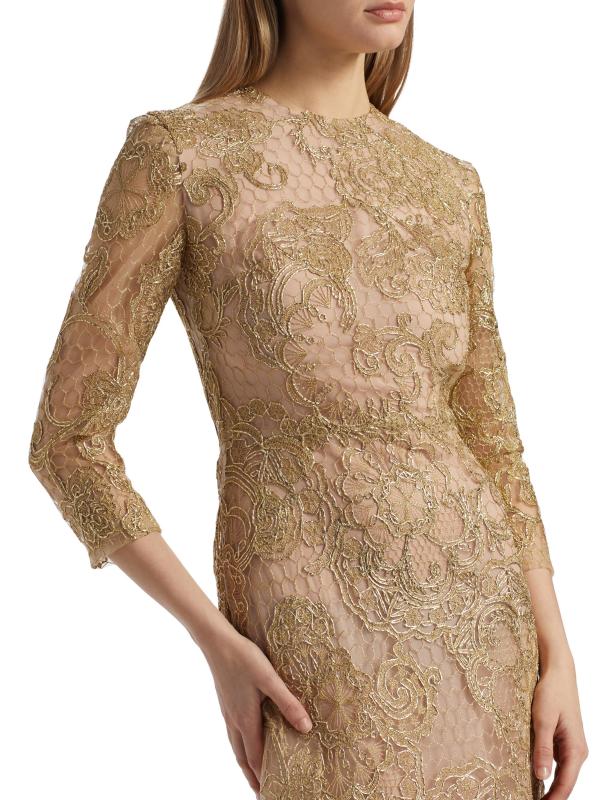 #5: فستان على شكل حرف A مطرز بالمعدن - الذهب