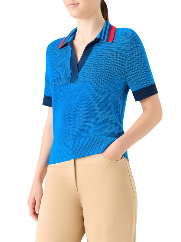 #3: بلوزة بولو من الصوف المقلّم - أزرق كوبالت متعدد