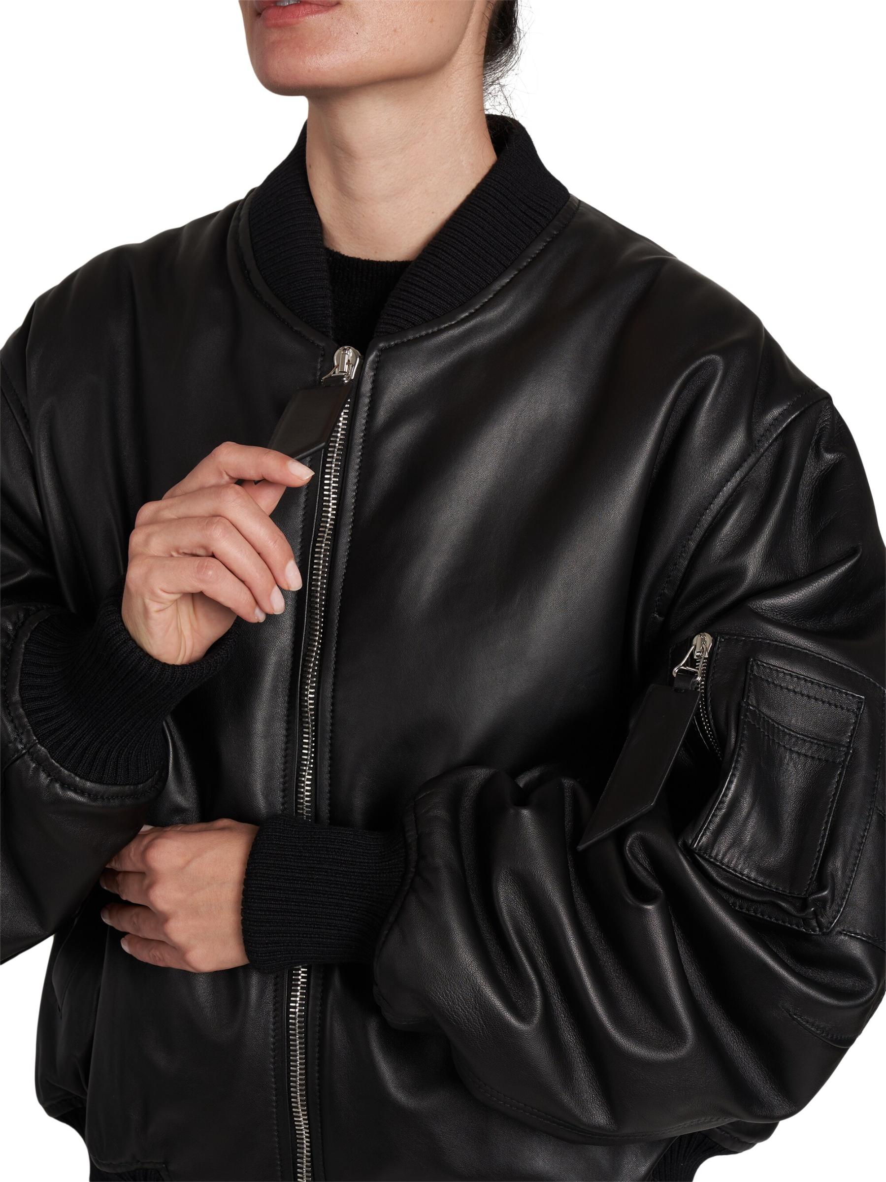 Shop The Attico - Leather Bomber Jacket | Saks Fifth Avenue