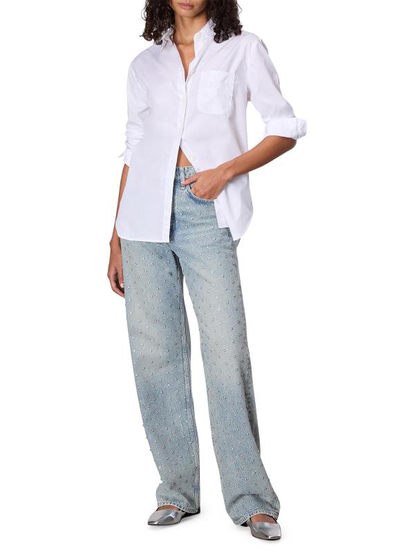 #5: بنطال جينز بخصر مرتفع مزين بشيا - ديسي بيرل