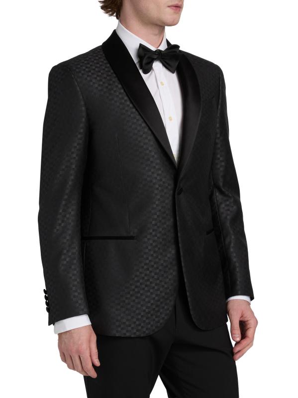 #3: جاكيت عشاء من الصوف والحرير البكر من Tonal Check - رمادي داكن