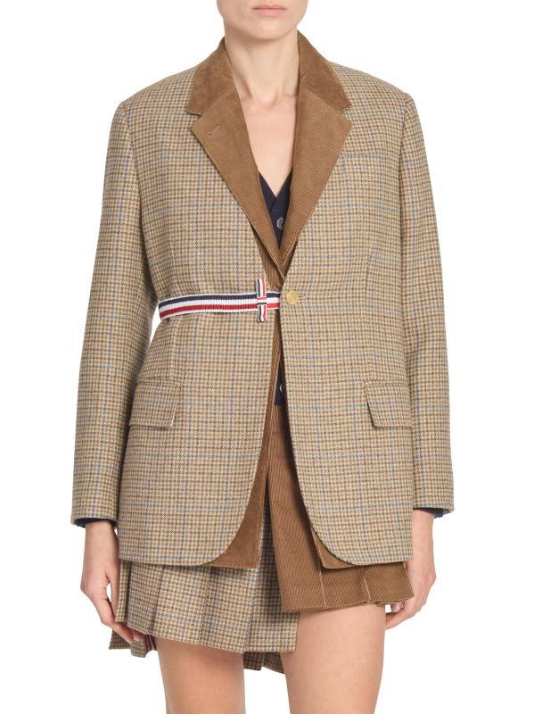 【送料&関税込】Thom Browne Tweed Blazer THOM BROWNE Oversized houndstooth wool-tweed blazer | THE OUTNET