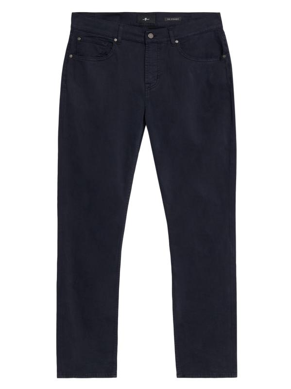 بنطال جينز مستقيم من القطن القابل للتمدد بخصر متوسط