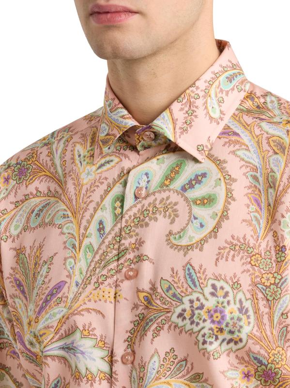 #5: قميص بيزلي من القطن بأزرار أمامية - طباعة على بيزلي