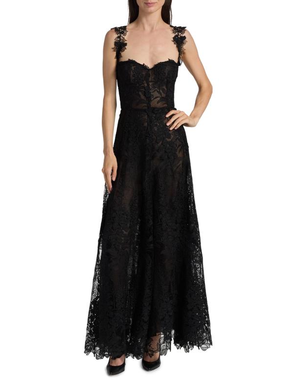 Shop Oscar de la Renta Foxgloves Guipure Lace Gown Saks Fifth