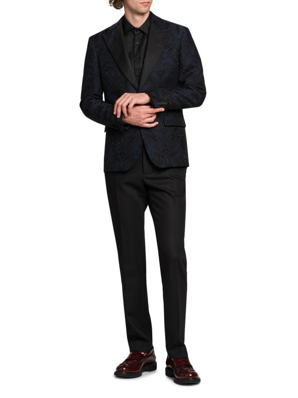 #6: بليزر مطبوع من القطن والحرير - أزرق متعدد الألوان