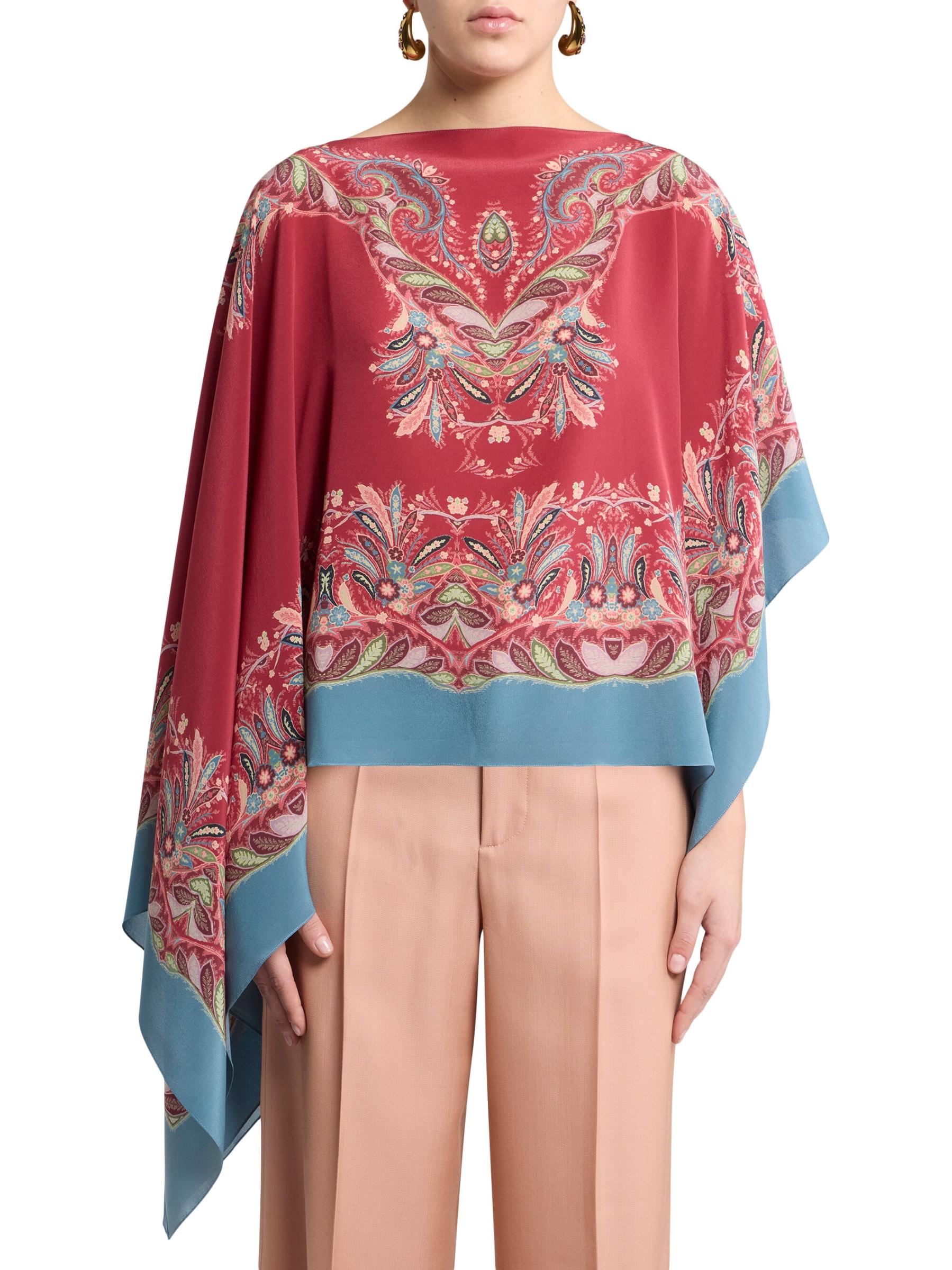 ETRO - アシンメトリー ペイズリー シルク ポンチョ を