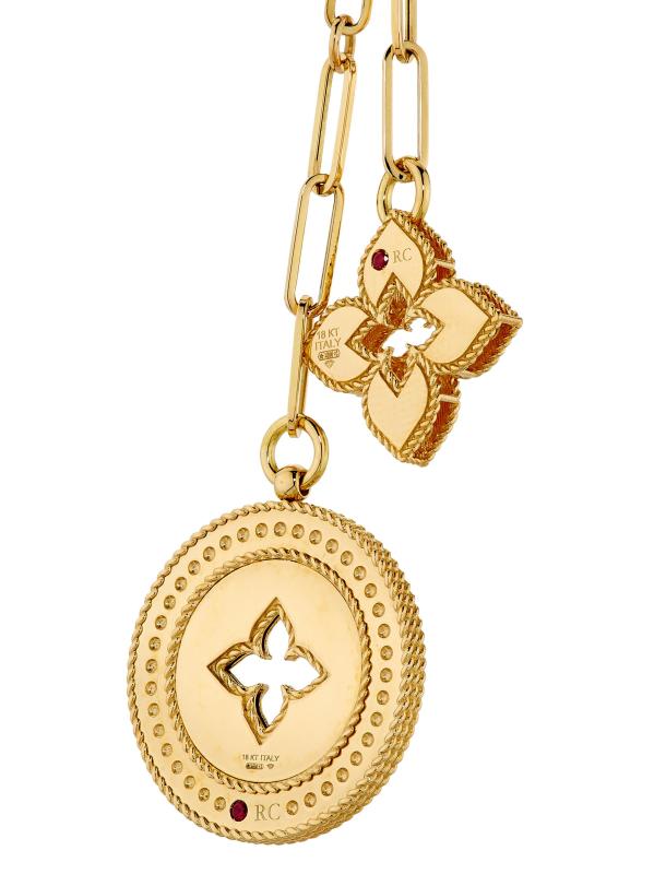 #5: قلادة الأميرة الفينيسية من الذهب الأصفر عيار 18 قيراط والماس بميدالية مزدوجة - أصفر + ذهبي