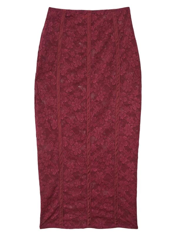 تنورة قلم دانتيل مزهّرة من لو ستريتش