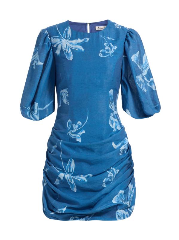 فستان إيزولا قصير من الدنيم بنقشة الزهور