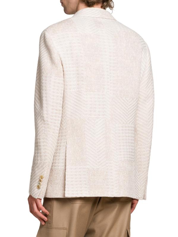 #4: سترة محبوكة من مزيج الصوف المرقع بنقش J-Cream - بيج