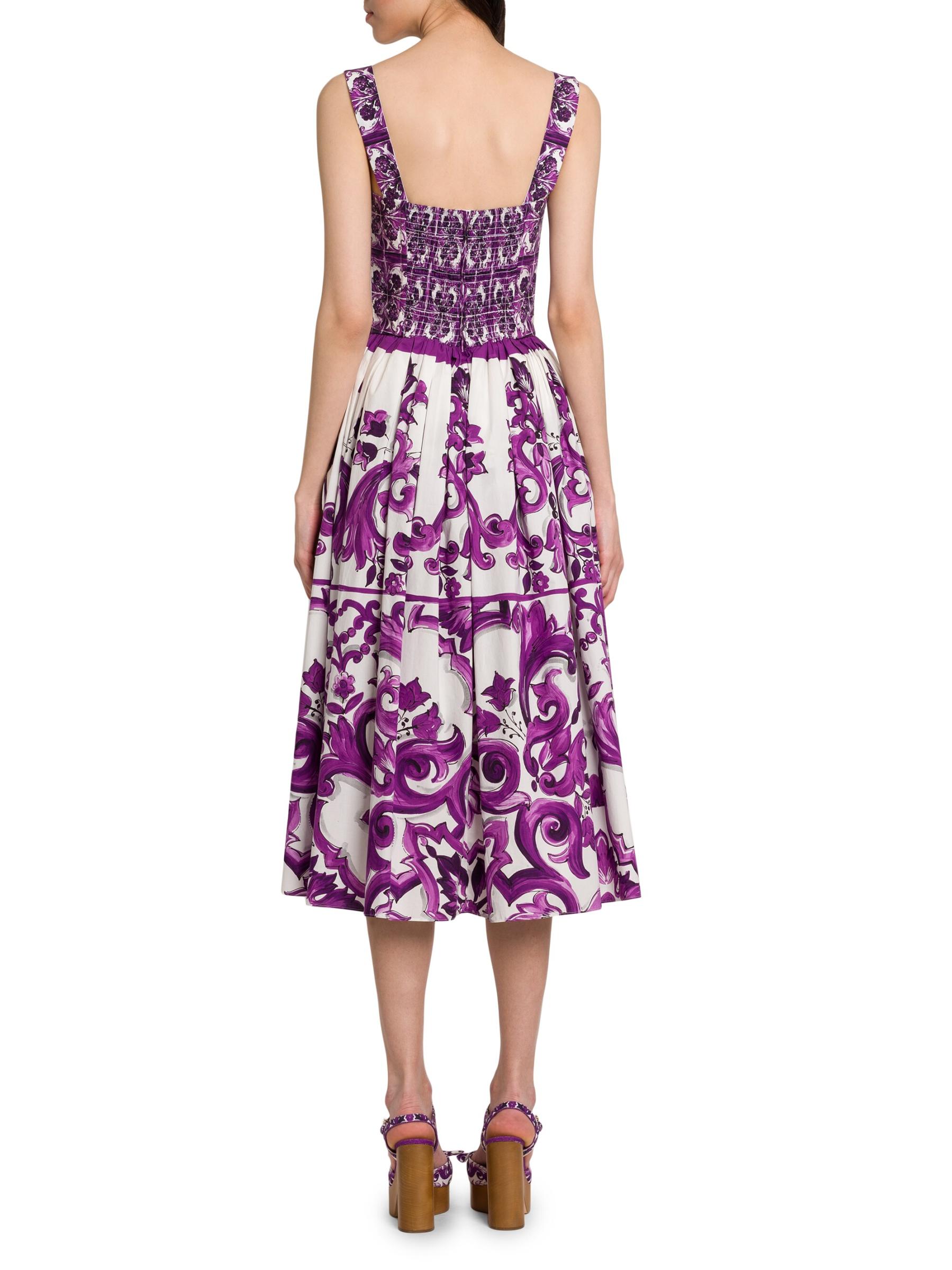 ワンピース Dolce&Gabbana Dress With Purple Majolica Print In Cotton Pop Dolce&Gabbana Dress with purple majolica print in cotton