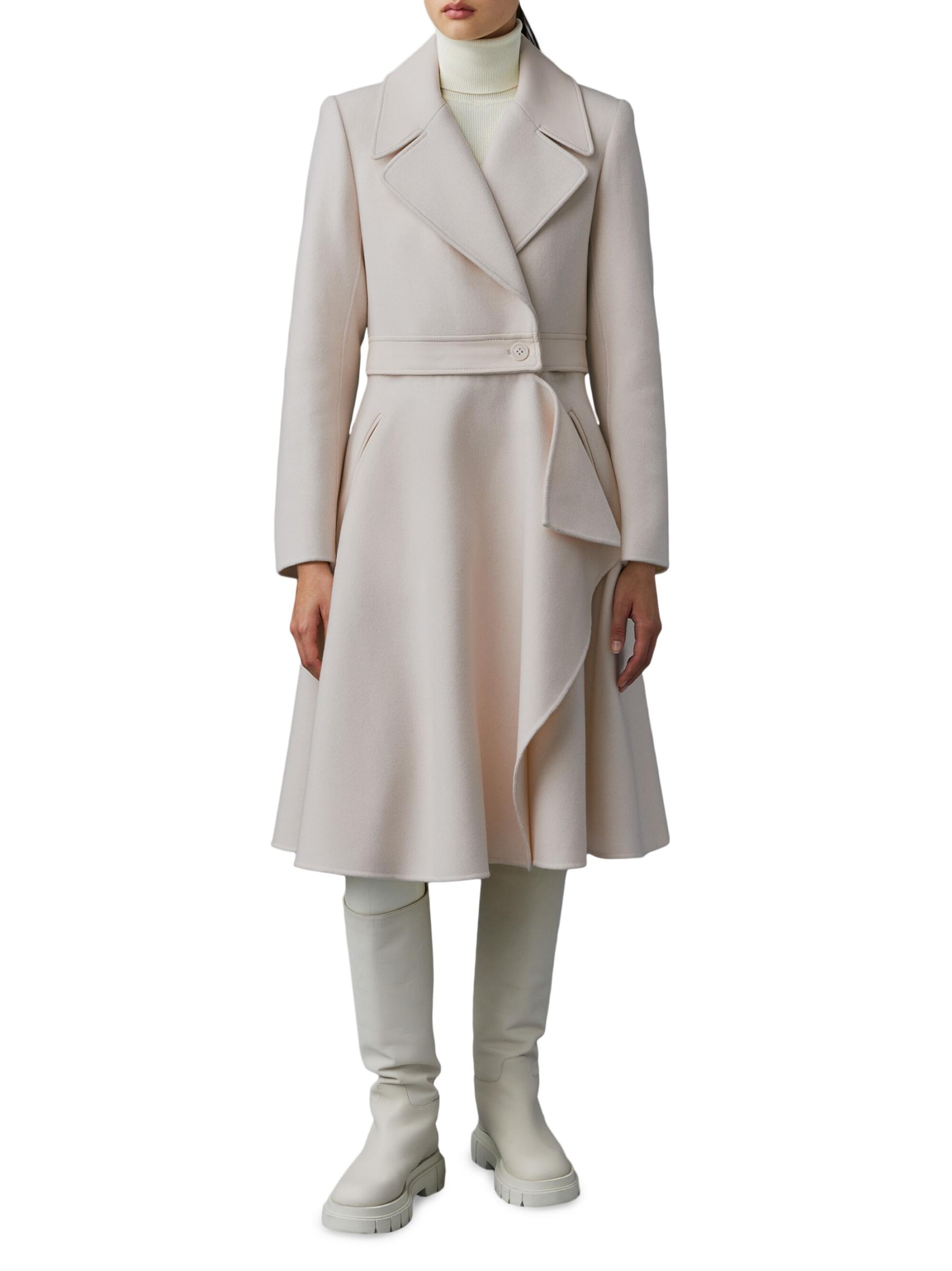 Shop Mackage - Rose Wool and Leather Coat | Saks Fifth