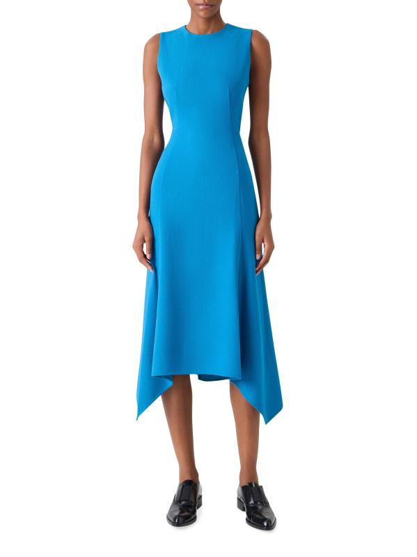 #2: فستان متوسط الطول من الكريب من الصوف بوجهين - توايلايت