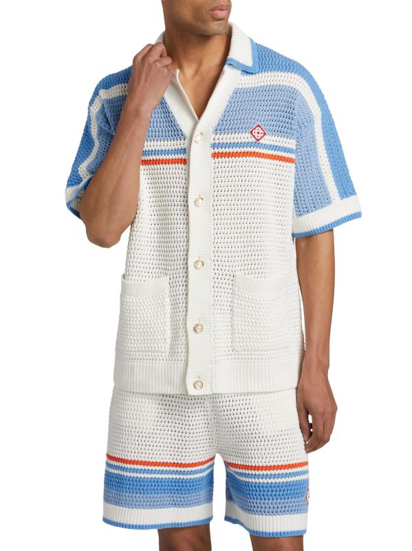 #2: قميص من القطن بالكروشيه الصناعي - بلو مالتي