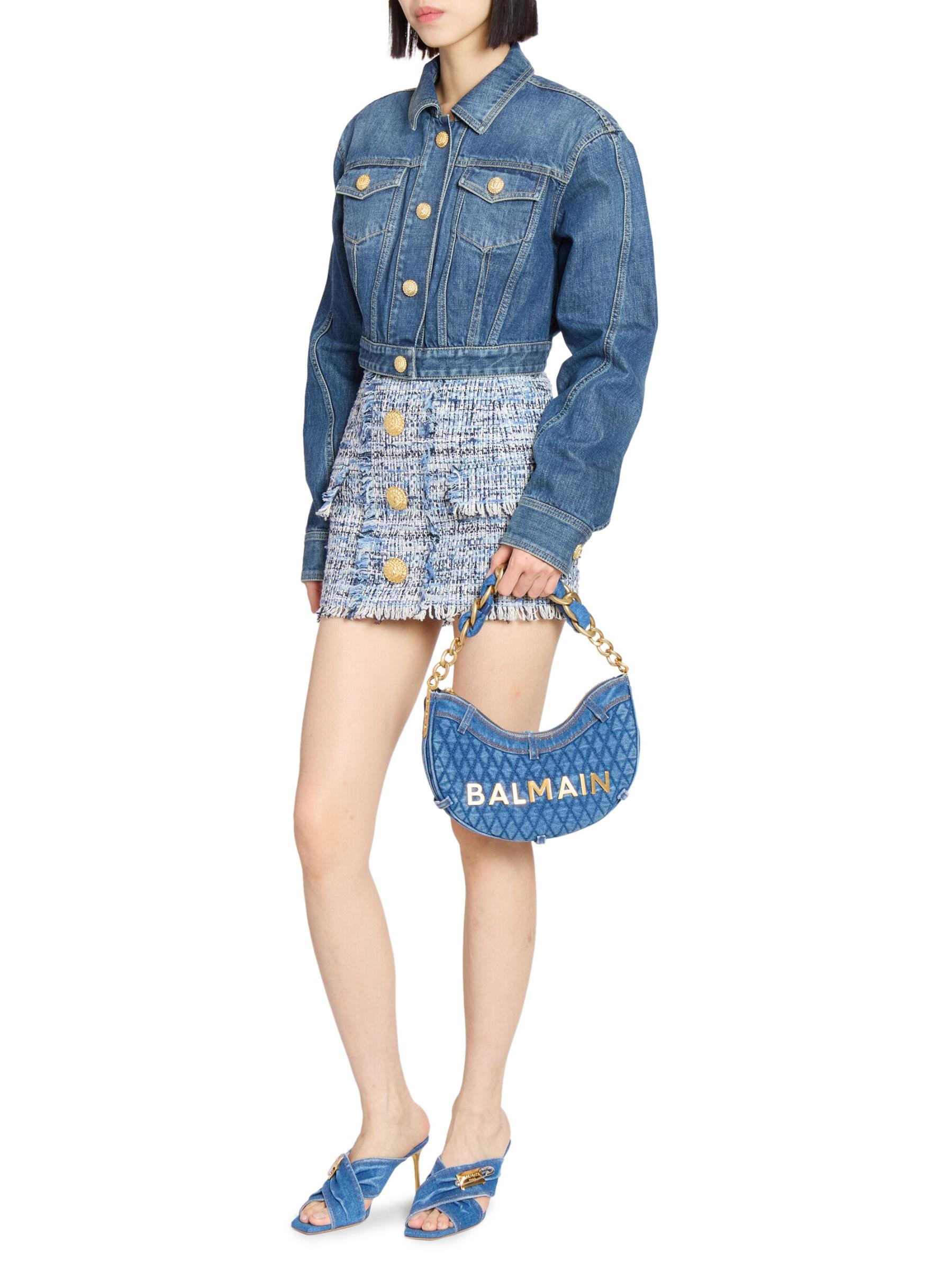 【関税＆送料込み】Balmain Soft Moon Denim 1945 Shoulder Ba 1945 Soft Moon bag in diamond-quilted denim - Women | BALMAIN