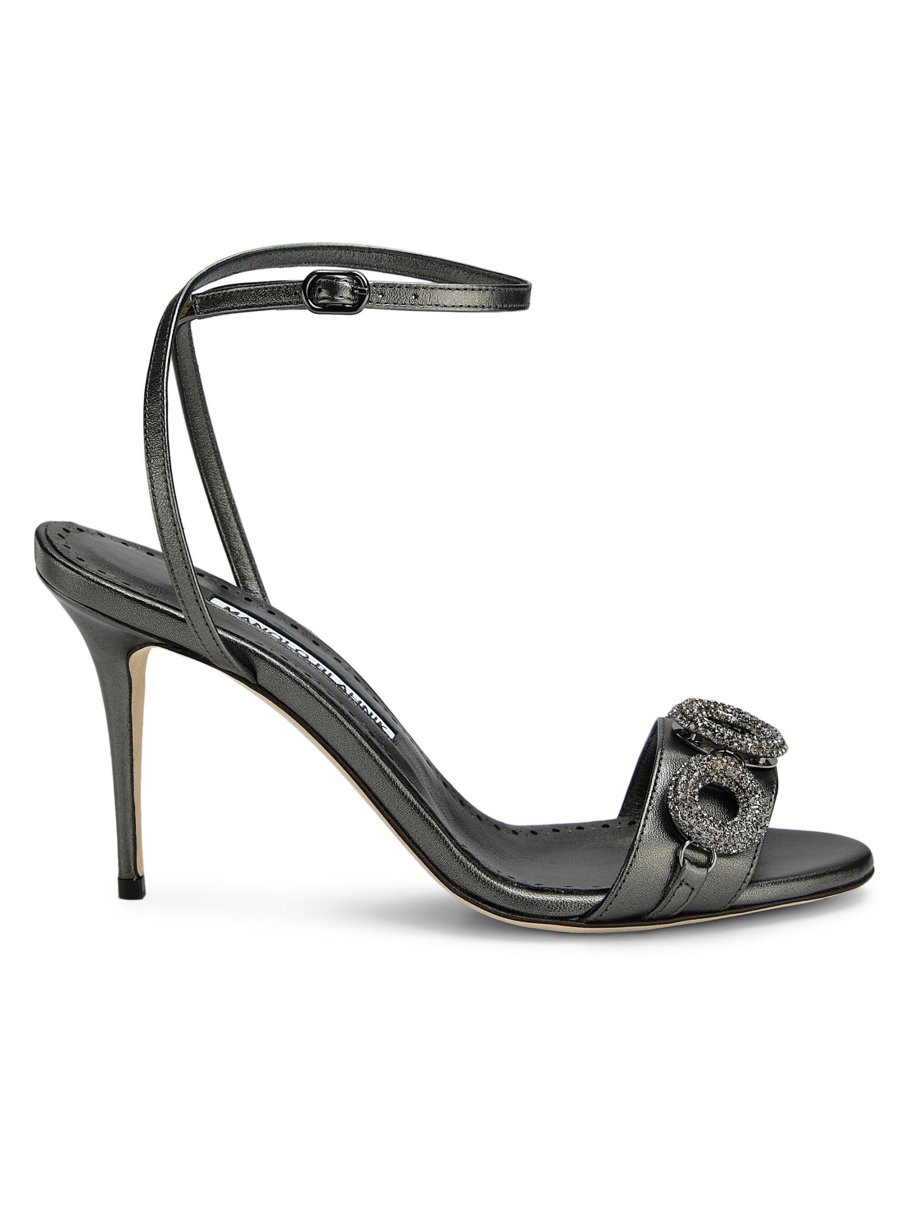 MANOLO BLAHNIK サイズ38ゼブラ柄 ビーズ装飾 ミュール 靴
