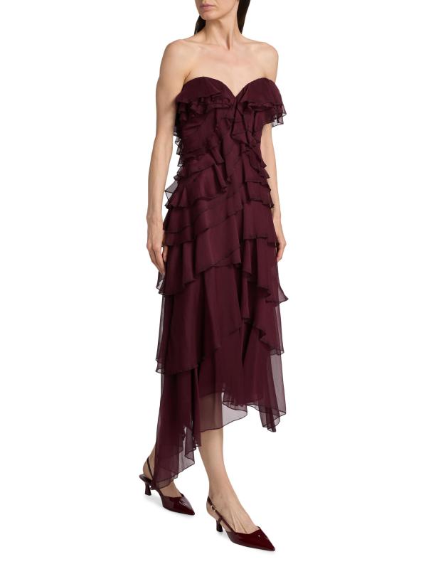 #7: فستان إيمالين شيفون كاسكيد متوسط الطول بأكتاف مكشوفة - بينوت نيور