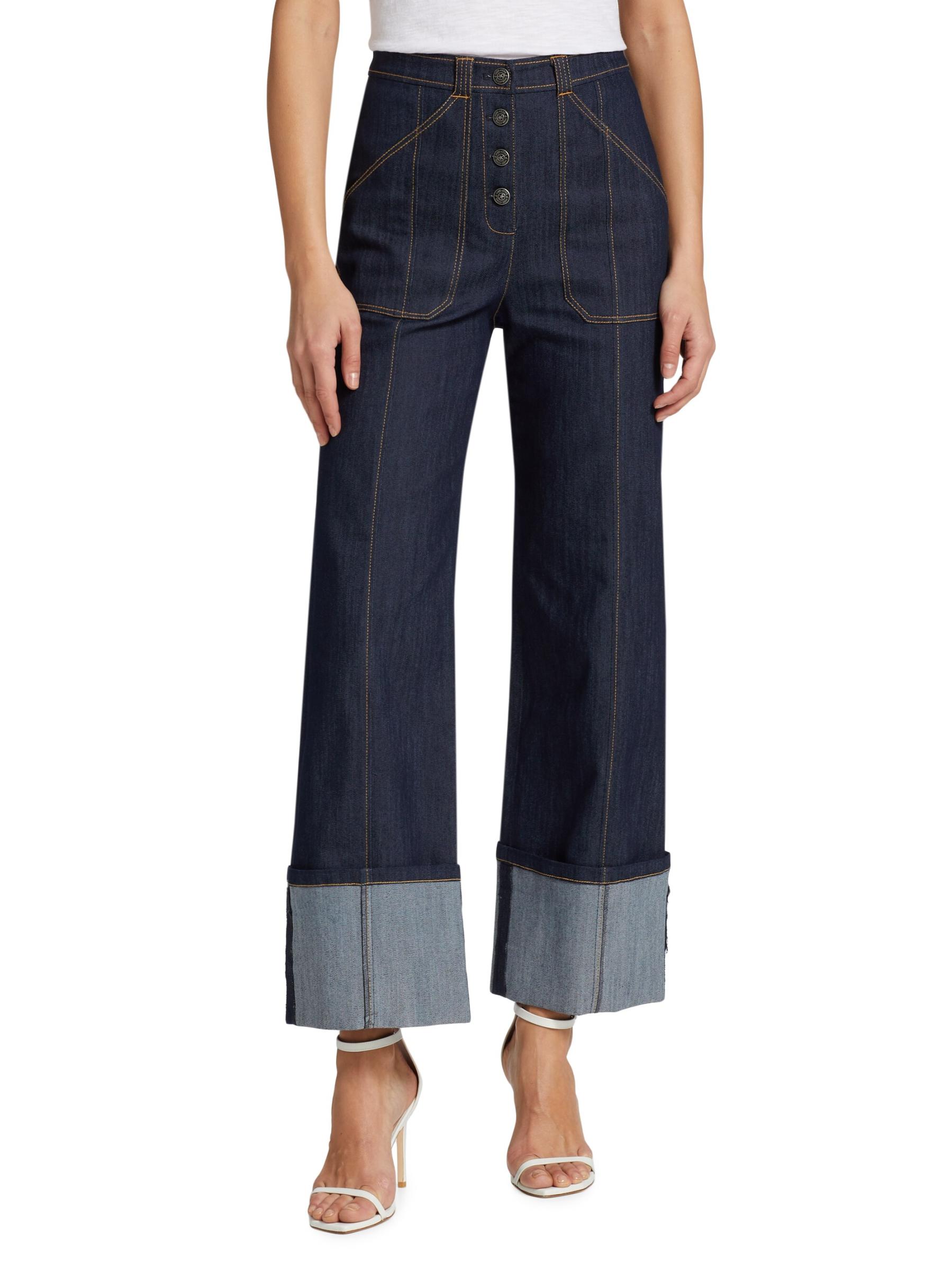 [送料込] Chestnut Wide denim Shop Cinq à Sept - Benji Cuffed Wide-Leg Jeans | Saks Fifth