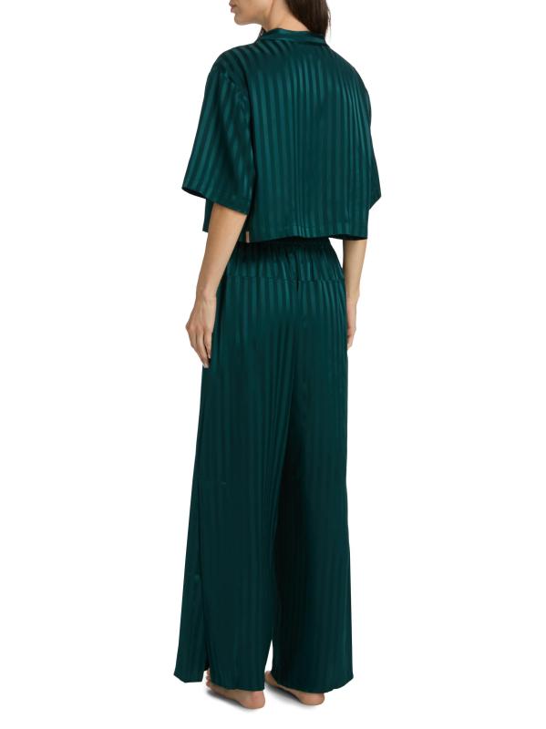 #4: بيجامة جاكار عالية الارتفاع مخططة من الحرير قابلة للغسل - جاكار السرو الداكن