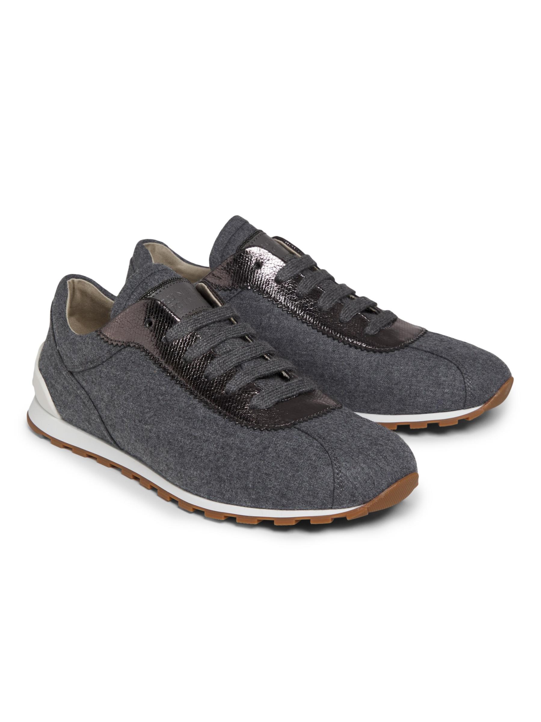 BRUNELLO CUCINELLI ロートップレースアップスニーカー Brunello Cucinelli - ウール・ロートップ・スニーカー を