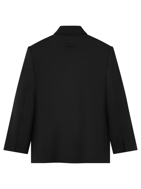 #2: بليزر مزدوج الصدر من الصوف - أسود