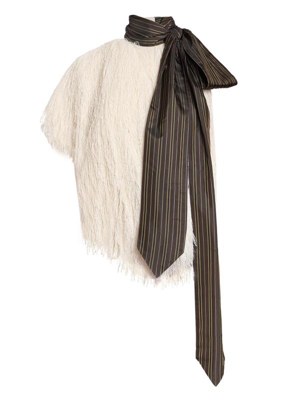 Fringed Contrast-Trim Top