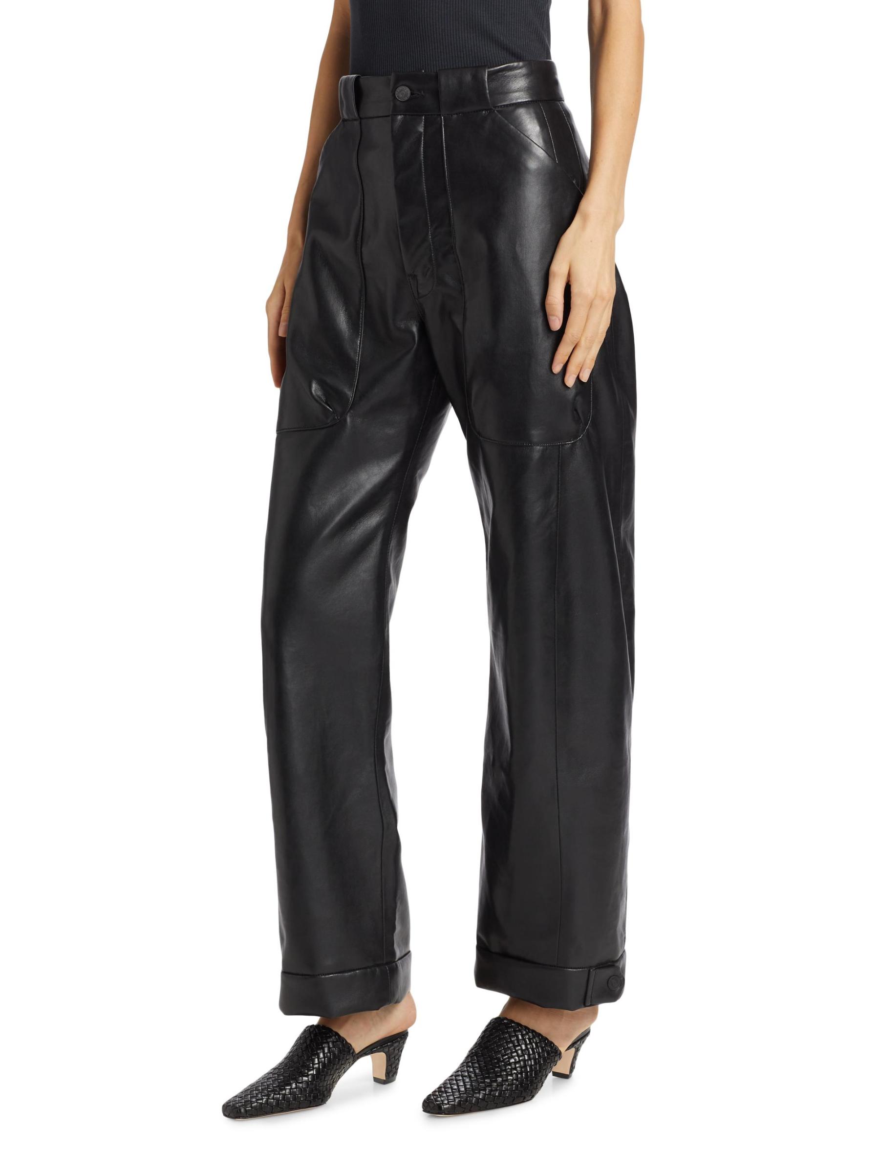 The Half Pipe Nerdy Faux Leather Barrel-Leg Pants