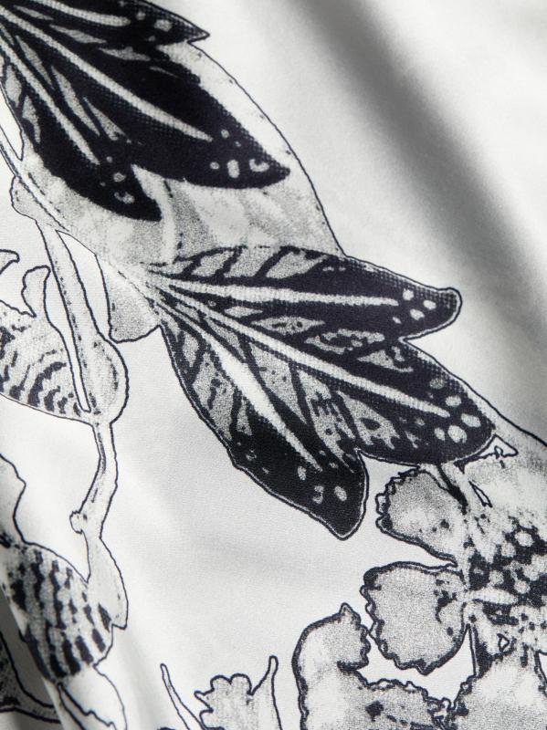 #6: فستان Matiz غير المتماثل من الحرير القابل للتمدد بالزهور - حرير ساتان قابل للتمدد باللون الأبيض والأسود