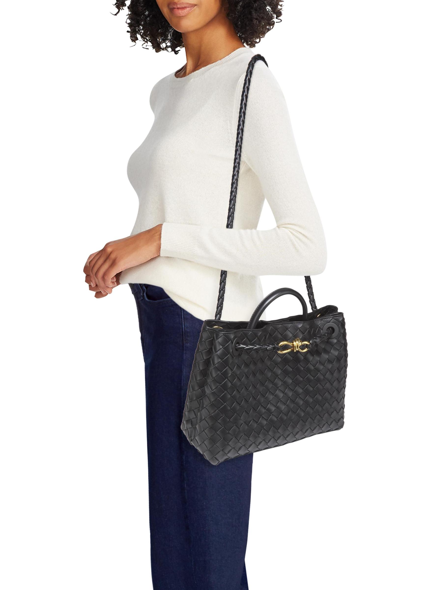 Shop Bottega Veneta - Medium Andiamo Intrecciato Leather Top