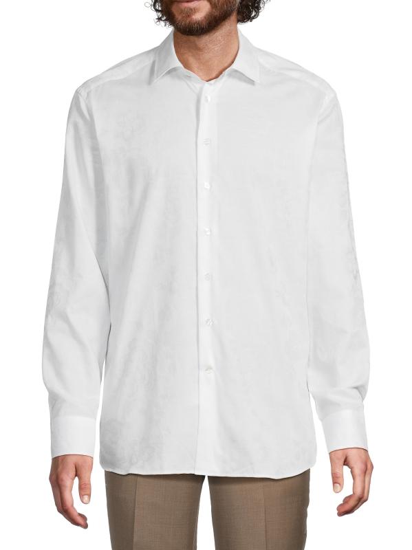 【ETRO】 white cotton shirt （関税送料込） Shop ETRO - Solid Textured Jacquard Cotton Shirt | Saks