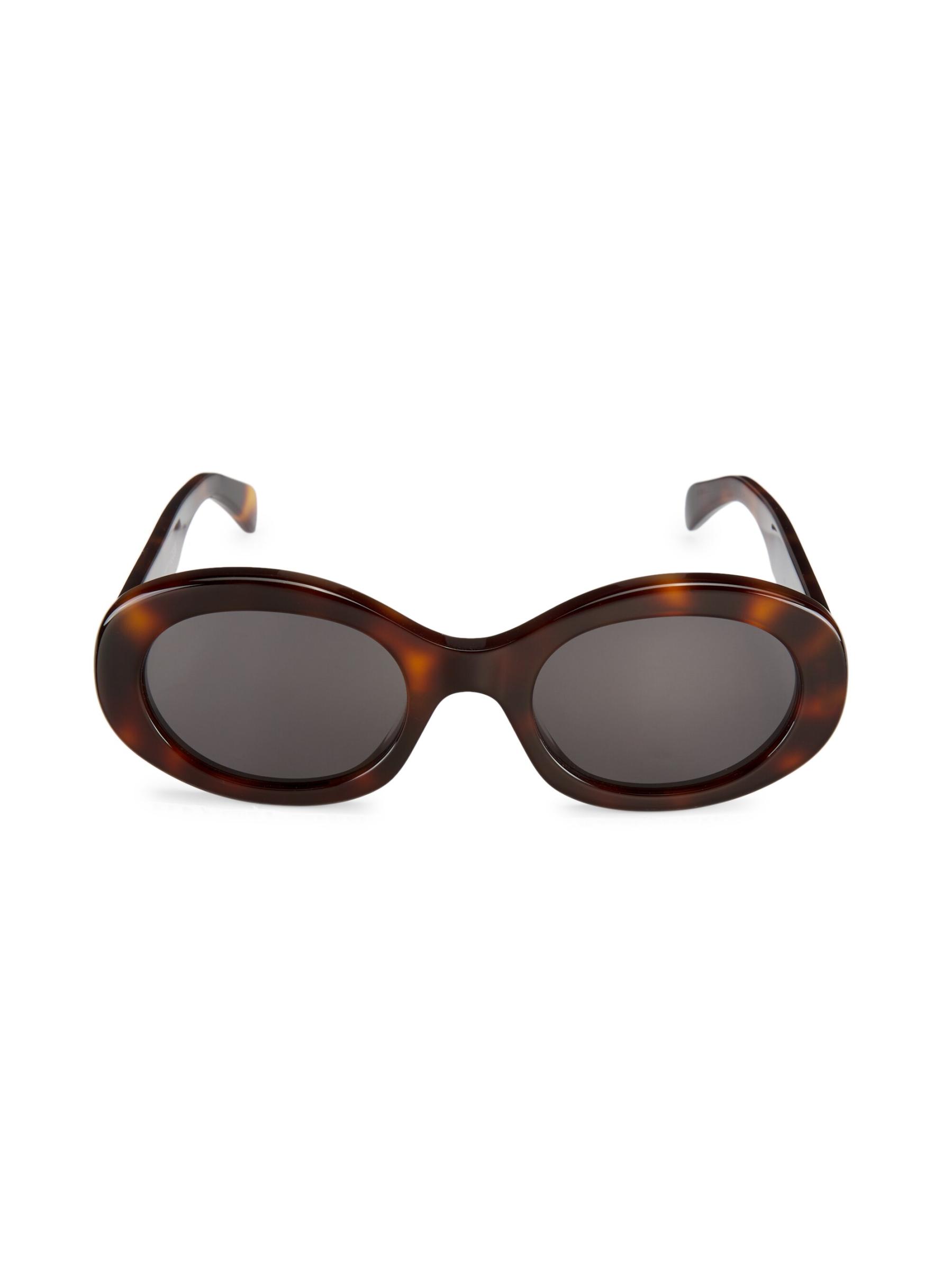 Shop CELINE - 52MM Oval Tortoiseshell Acetate Sunglasses