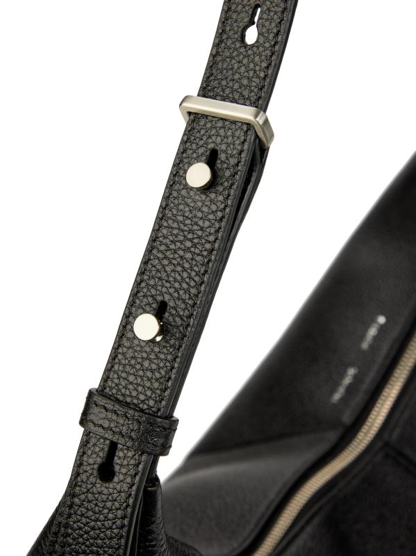 #7: حقيبة هوبو الجلدية المرصوفة بالحصى من سلايد - أسود