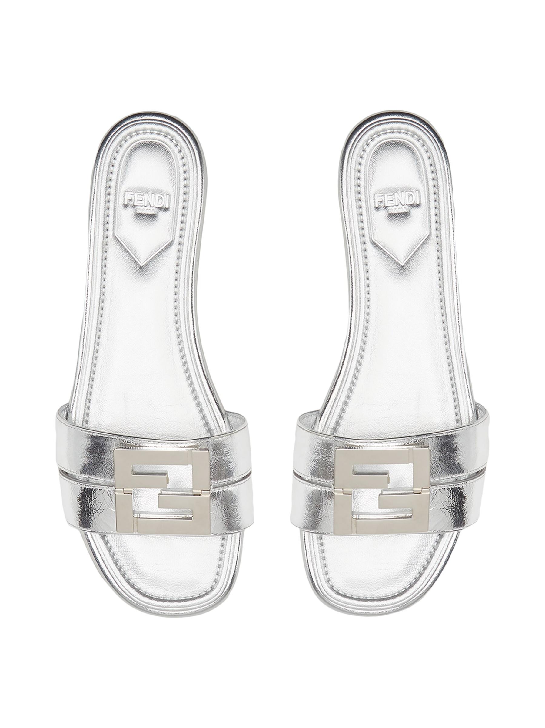 サンダル・ミュール FENDI Silver Leather Baguette Slippers Fendi Silver Leather Baguette Slippers (FENDI/サンダル