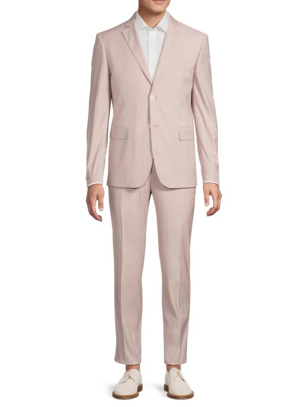 #2: بدلة من مزيج الصوف أحادي الصدر - وردي