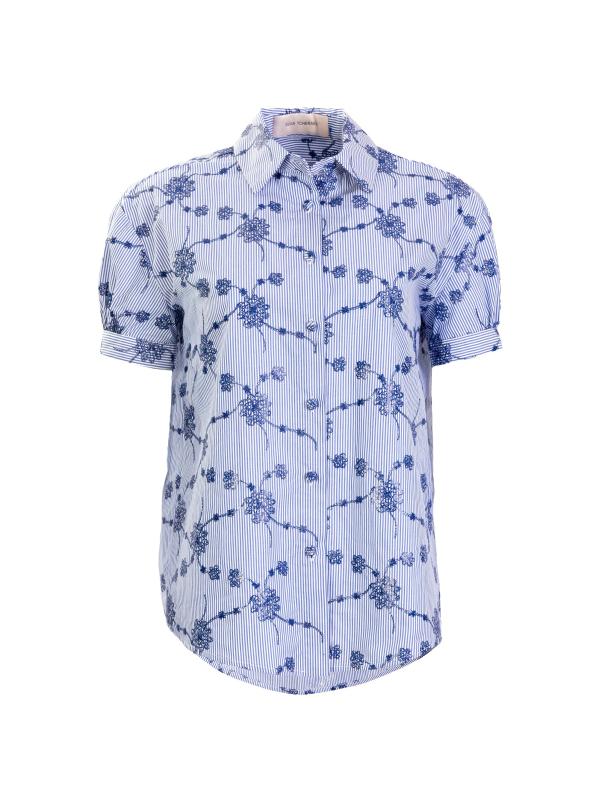 بلوزة بوبلين مطرزة بالزهور من إليانا