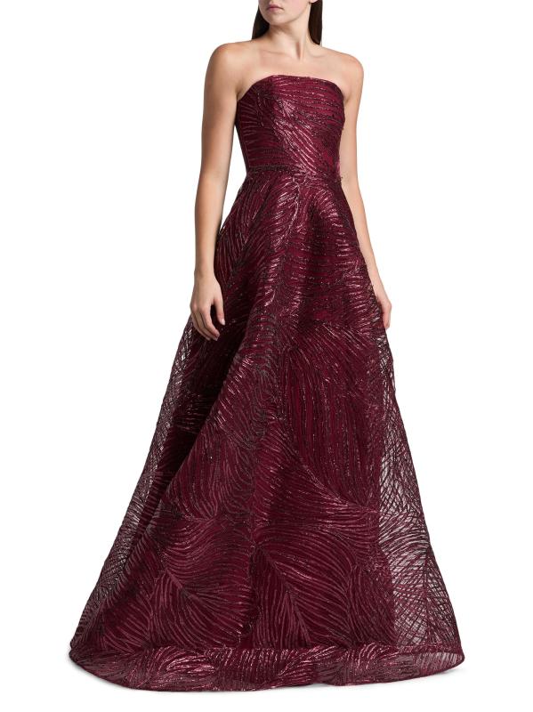 #7: فستان مطرز بدون حمالات - بوردو