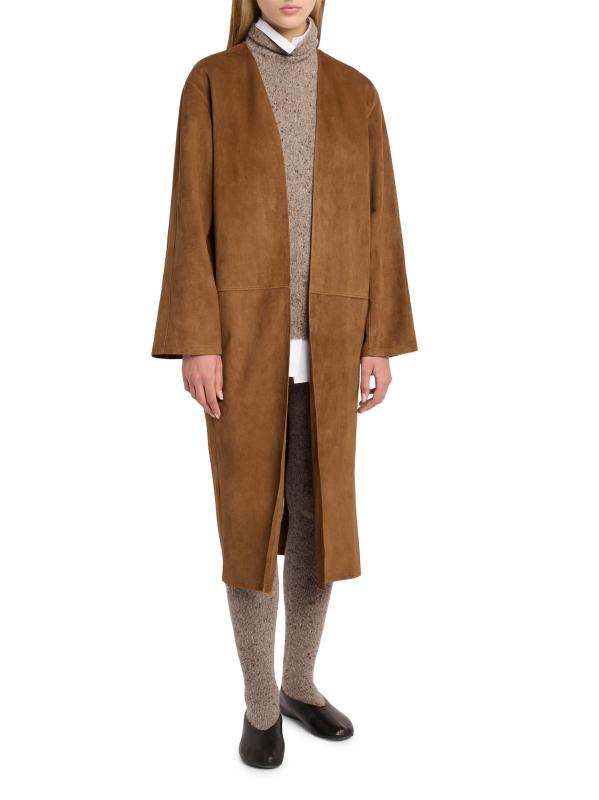 #7: معطف Serenis الثقيل من الجلد المدبوغ - اللون الخمري