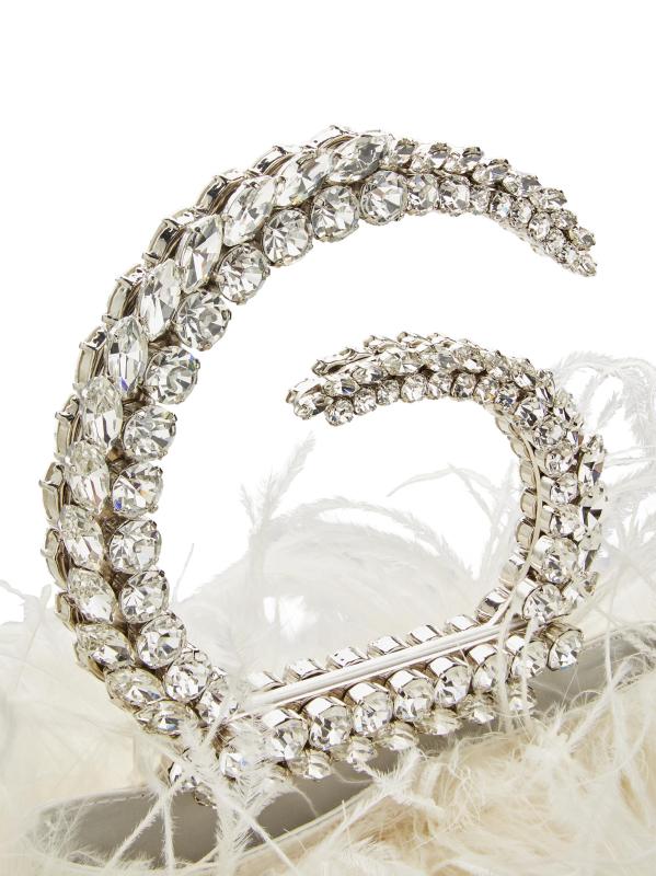 #5: حقيبة كارما المصنوعة من الريش بمقبض مزخرف - أبيض