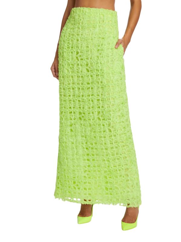 #2: تنورة متوسطة الطول بنقشة خماسية - أخضر ليموني فاتح