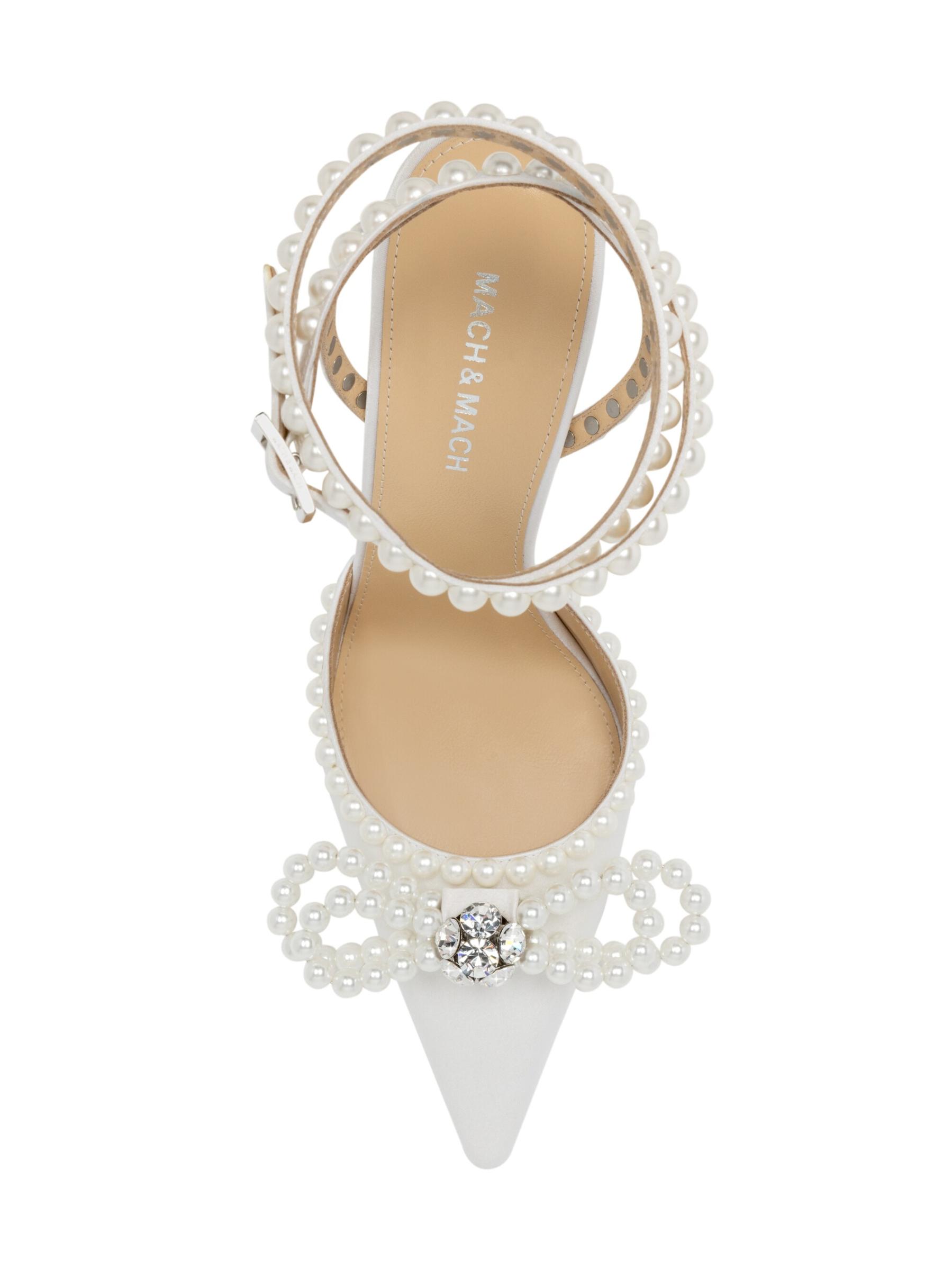 Shop MACH & MACH - 110MM Embellished Double Bow Satin Pumps