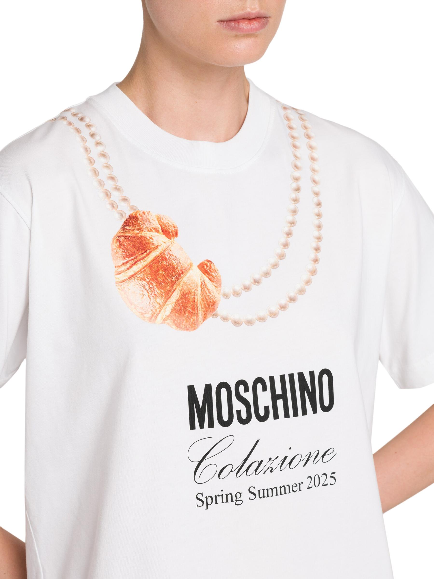 【MOSCHINO】コットン Tシャツ Moschino - クロワッサン・コットンTシャツ をオンライン購入