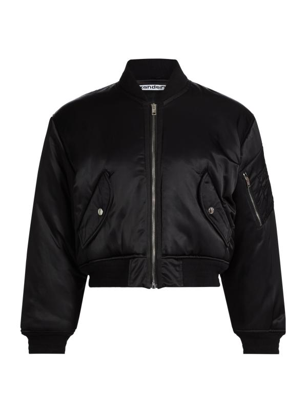 Alexander Wang ロゴ刺繍 ボンバージャケット Alexander Wang - シュランクロゴ刺繍ボンバージャケット をオンライン